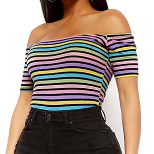 Off-the-Shoulder Striped Bodysuit